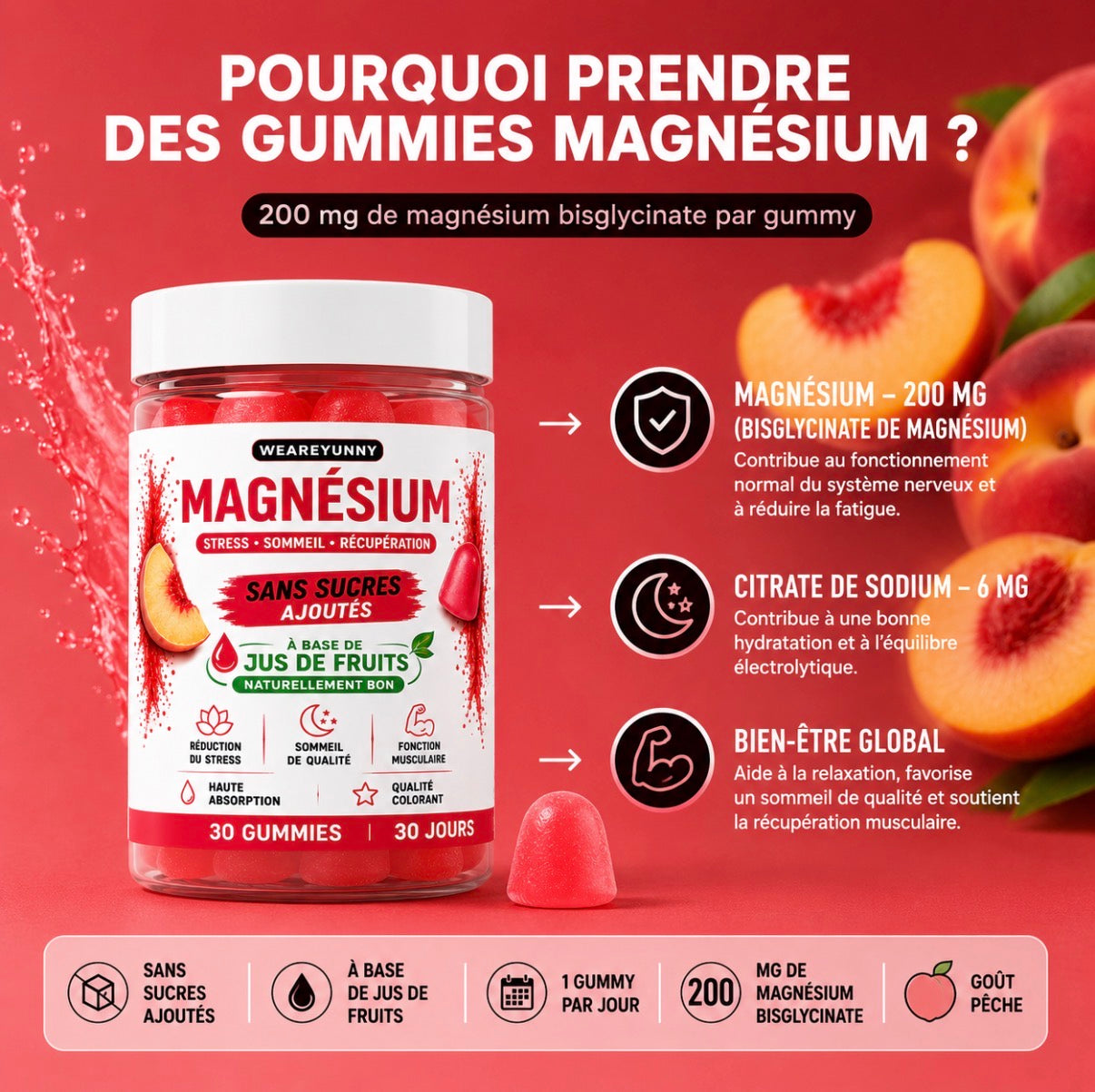 Magnésium bisglycinate 30 gummies